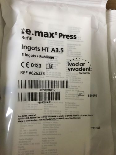 Ivoclar emax press ingots emax HT A3.5 - 5pk Pressable Ceramic NEW REF# 626323