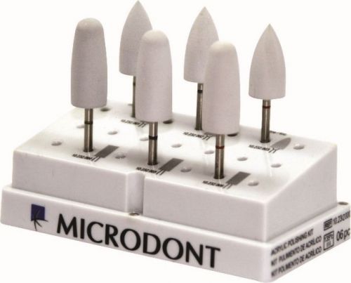 Microdont 10232 6 Piece PRO Dental Acrylic Polishing Kit Color Coded BRAND NEW!