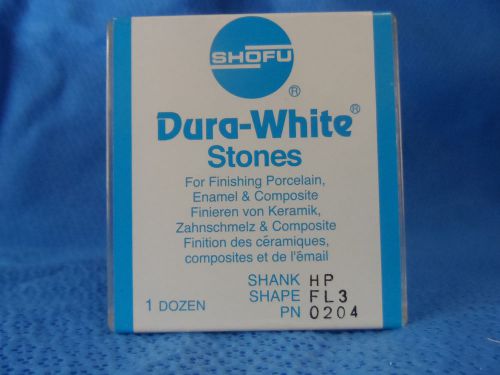 SHOFU DURA WHITE STONES / HP / Shape FL3 / PN 0204 - 1 Dozen