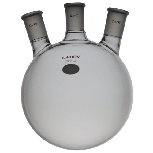 Laboy glass three neck round bottom flask 2000ml with 24/40 joint lab glassware for sale