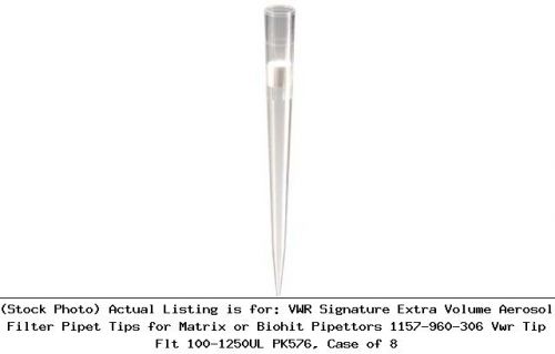 Vwr signature extra volume aerosol filter pipet tips for matrix or: 1157-960-306 for sale