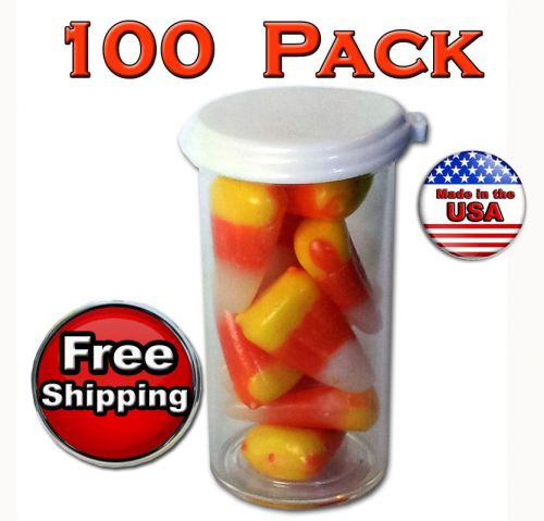 Clear plastic vial snap cap  .88 oz  7 dram,  herb, craft, storage  - 100 pack for sale