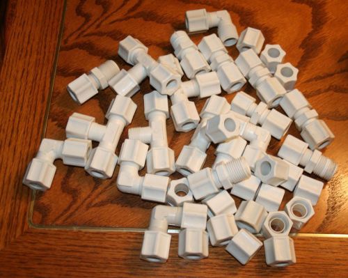 Large Lot of 1/2 Inch Compression Fittings, Approx 17 Tees, Ells and Unions