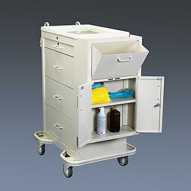 Punch card medication cart with side cabinet for sale