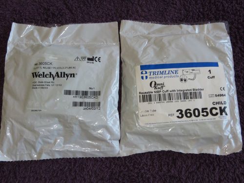 Welch Allyn ~ Trimline Reusable Child Blood Pressure Cuff Two Tubes (hoses)