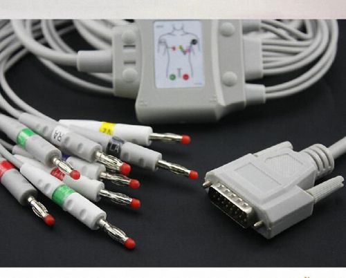 Compatible Nihon Kohden 10-Lead Shielded EKG Cable, Banana4.0, AHA, YLL2221C