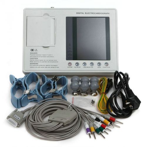 New color lcd portable digital 3-channel 12-lead electrocardiograph ecg/ekg for sale