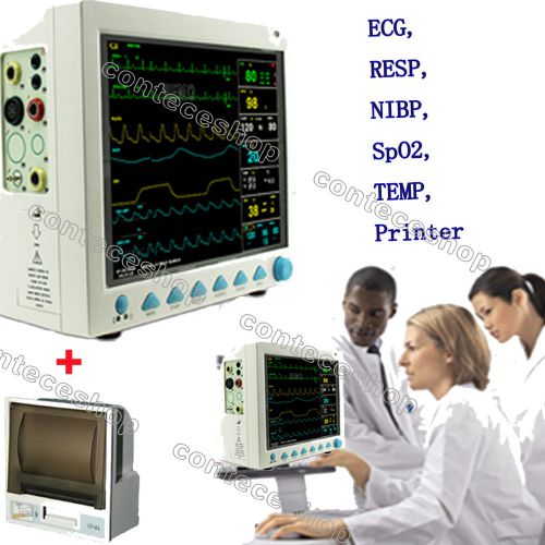 Ce icu patient monitor 6-parameter ecg/nibp/spo2/pr/resp/temp,printer,contec,12&#034; for sale