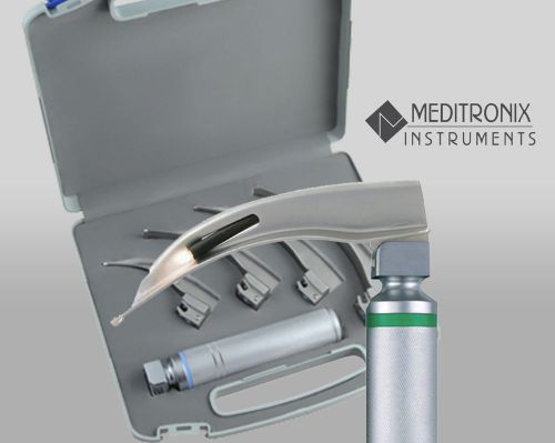 ENT MAC Polished Acrylic FO Laryngoscope SET- BLADE # 1,2,3,4, MEDIUM HANDLE