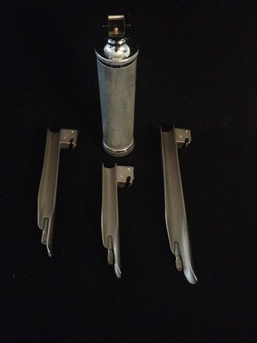 Lsl stainless germany laryngoscope handle and 3 welch allyn blades w/bulbs for sale