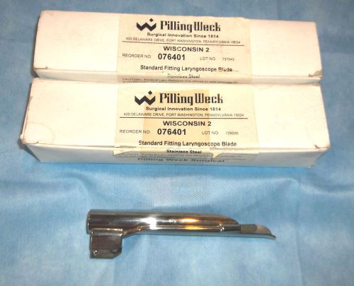 Pilling weck laryngoscope blade wisconsin size 2 std 5-1/2&#034; 076401 new in box for sale