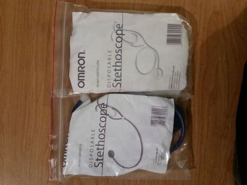 Lot of 2 Disposable Stethoscopes Blue Yellow