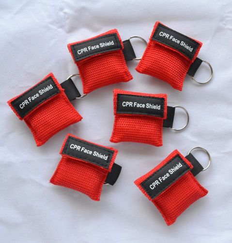 10 pcs CPR MASK KEYCHAIN WITH CPR FACE SHIELD AED Red