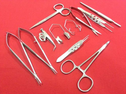 11 pcs basic eye micro surgery ophthalmic scissors surgical instruments kit for sale