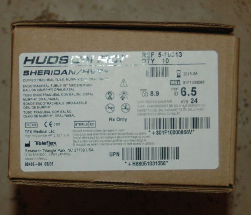 BOX OF 8 Sheridan / HVT Sealed Cuffed Tracheal Tube 6.5mm ID, 8.9mm OD # 5-10313