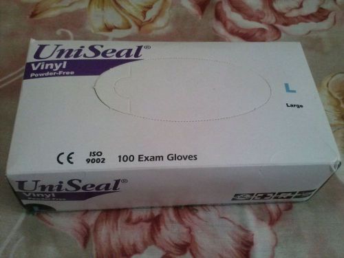 *NEW*  UniSeal Vinyl Powder-free Exam Gloves Size large