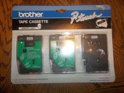Brother P Touch Gold ON Black, Blue ON White,  Black on Clear TC-40 Tape Labels