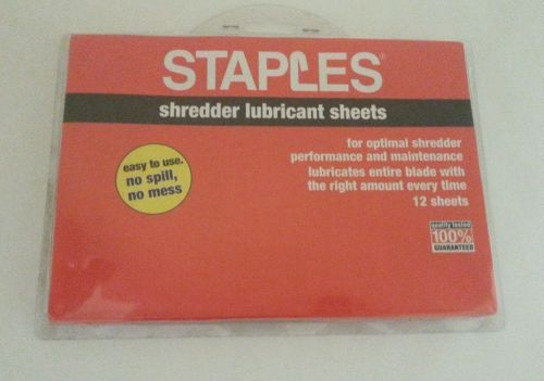 Staples Shredder Lubricant Sheets 12/pk, Shredder Sheets