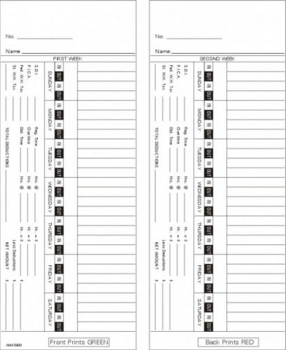 Time card lathem 4000 bi-weekly double sided timecard ama5400 box of 1000 for sale