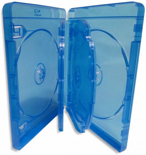 6-DISC 22mm =BLU-RAY CASE= with Silver Painted Blu-Ray Logo 4-Pak