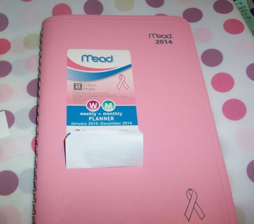 2014 pink weekly/monthly planner 5x8 breast cancer calendar month-week-at-glance for sale