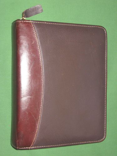 Classic 1.5&#034; brown top-grain leather franklin covey planner binder organizer 772 for sale