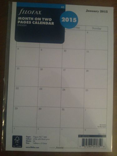 FILOFAX A5 Month on Two Pages Calendar 2015 - English - 6851015