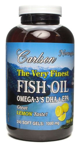 Carlson Labs Very Finest Fish Oil, Lemon, 1000mg, 240 Softgels