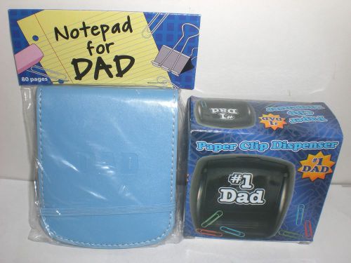 Flip-Book 80 Page Notepad &amp; Paper Clip Dispenser Set For DAD Office Supplies NEW