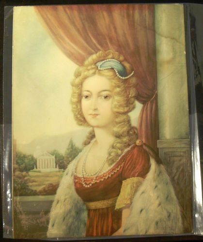 VTG  P.A.S. Royal Furs Pearls Wig Elizabethan Lady Print Lithograph Portrait BAS