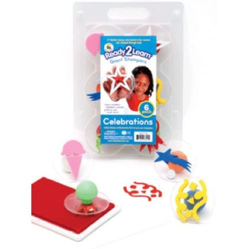 Set of 6 Celebrations Giant Rubber Stampers/ Ribbon, Star Etc