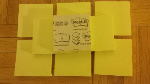 Post-it notes 2&#034; x 2&#034; canary note sheets (set of nine unused pads) for sale
