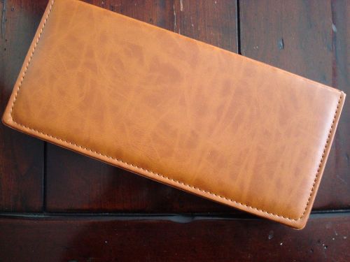 Large memo not &amp; sticky note holder - brown leatherlike - office teacher gift for sale