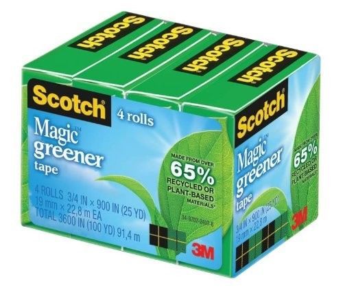 Scotch 3m magic greener tape 4 rolls 3/4&#034; x 900&#034; (25 yd)= total 100 yd (91.4m) for sale
