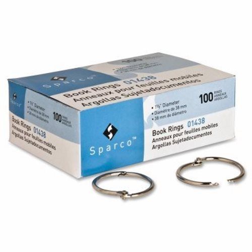 Sparco book ring, 1-1/2&#034; diameter, 100/bx, silver (spr01438) for sale