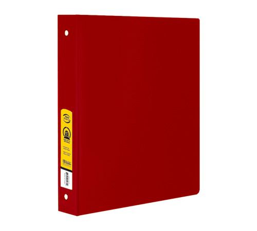 BAZIC 1.5&#034; Red 3-Ring Binder w/ 2-Pockets, Case of 12