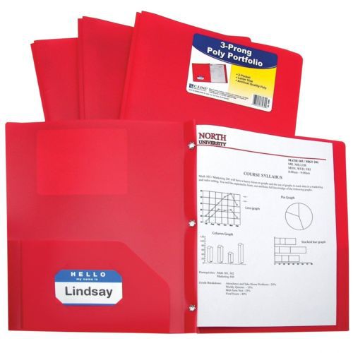 Two Pocket Heavyweight Poly Portfolio With Prongs For Letter Size Papers