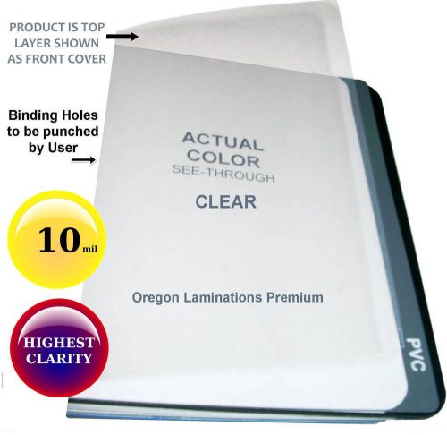 10 Mil Clear Plastic Report Binding Covers Qty 100 Plain 8-1/2 x 11 Unpunched Sh
