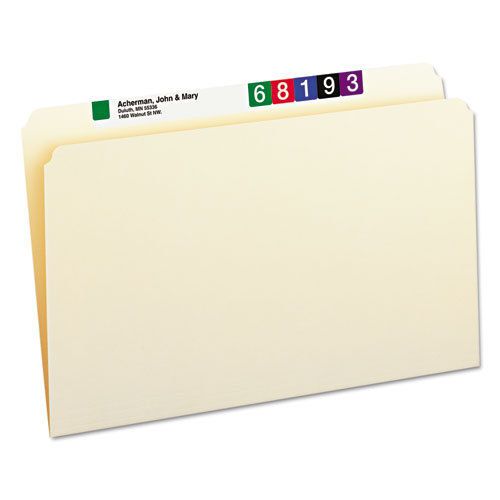 File Folders, Straight Cut, One-Ply Top Tab, Legal, Manila, 100/Box