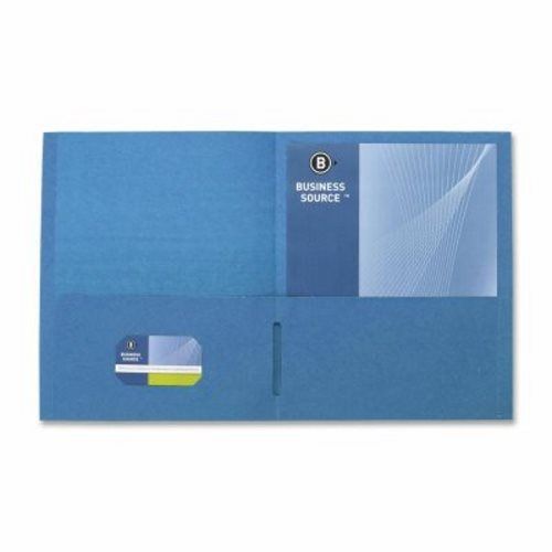 Business Source 2-Pocket Folders, 125 Sheet Cap,  25 per Box, Blue (BSN78491)
