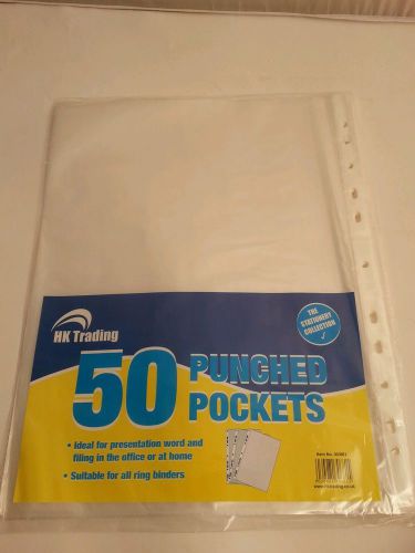2x50pcs A4 CLEAR STRONG PUNCHED POCKETS SLEEVES-PLASTIC WALLETS FILING FOLDER