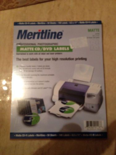 Meritline Professional Photographic Matte (50 Sheets 100 Labels) CD/DVD Labels