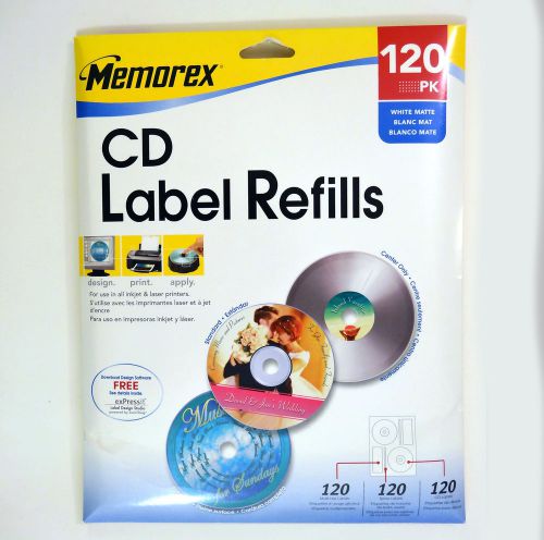 Memorex 120 pack CD Disc Label Refills - White Matte (32020424)