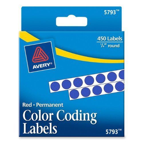Avery Round Color Coded Label - 0.25&#034; Diameter - 450 / Pack - Circle (ave05793)