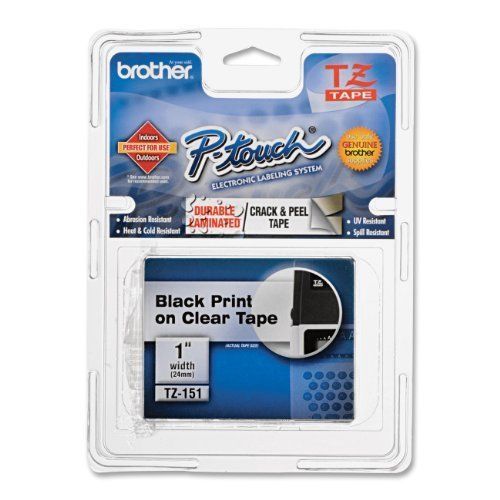 Brother tape 1 inch black on clear (tze151) ee490763 mint home office for sale
