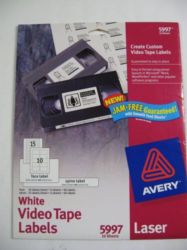 Avery 5997 – New VHS Video Tape Labels - 60 Face and Spine Labels