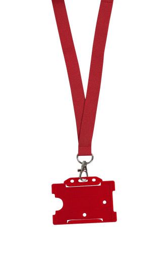 Red 20mm Lanyard with breakaway and zinc alloy clip PLUS CARD HOLDER