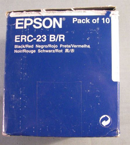 BOX OF 10 GENUINE EPSON RIBBON CARTRIDGES ERC-23 B/R BLACK/RED NEW FREE SHIPPING