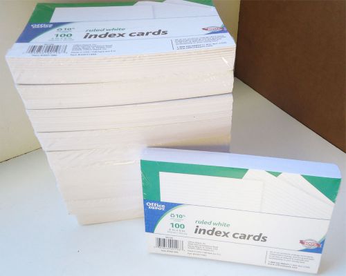 Lot (10) Packs of 100 Ct. 4&#034; X 6&#034; Ruled White Index Cards by Office Depot