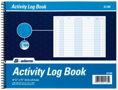 Activity Log Book Spiral Bound 8.5 X 11 100 Pages White S1185abf